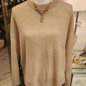 Tahari Woman Cream Crew Neck Sweater